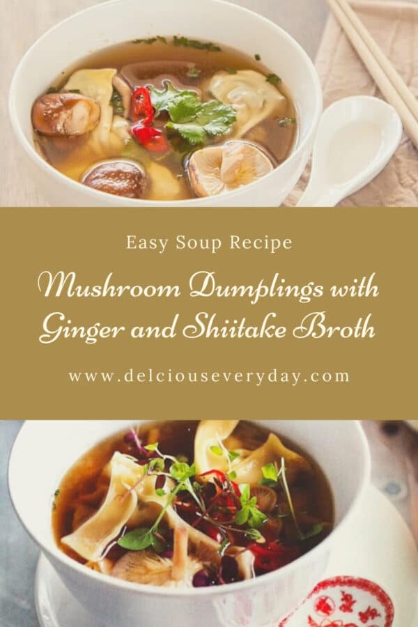 Mushroom Dumplings with Ginger and Shiitake Broth Recipe