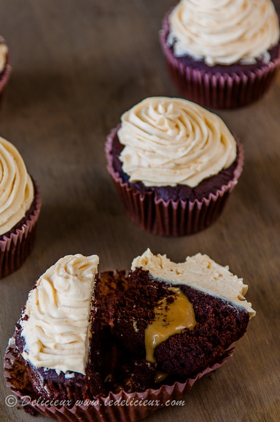 Double Chocolate Dulce de Leche Cupcakes | Delicious Everyday