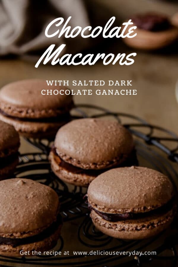 Chocolate Macarons with Dark Chocolate Ganache | Delicious Everyday