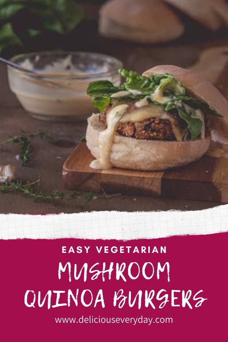 Mushroom Quinoa Burgers Recipe - these vegetarian burgers freeze well