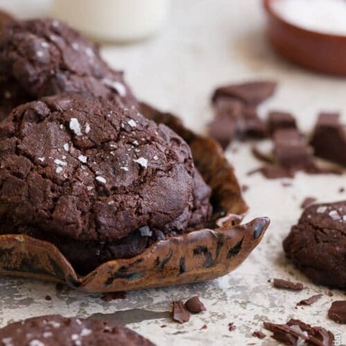 Vegan Double Chocolate Cookies with sea salt