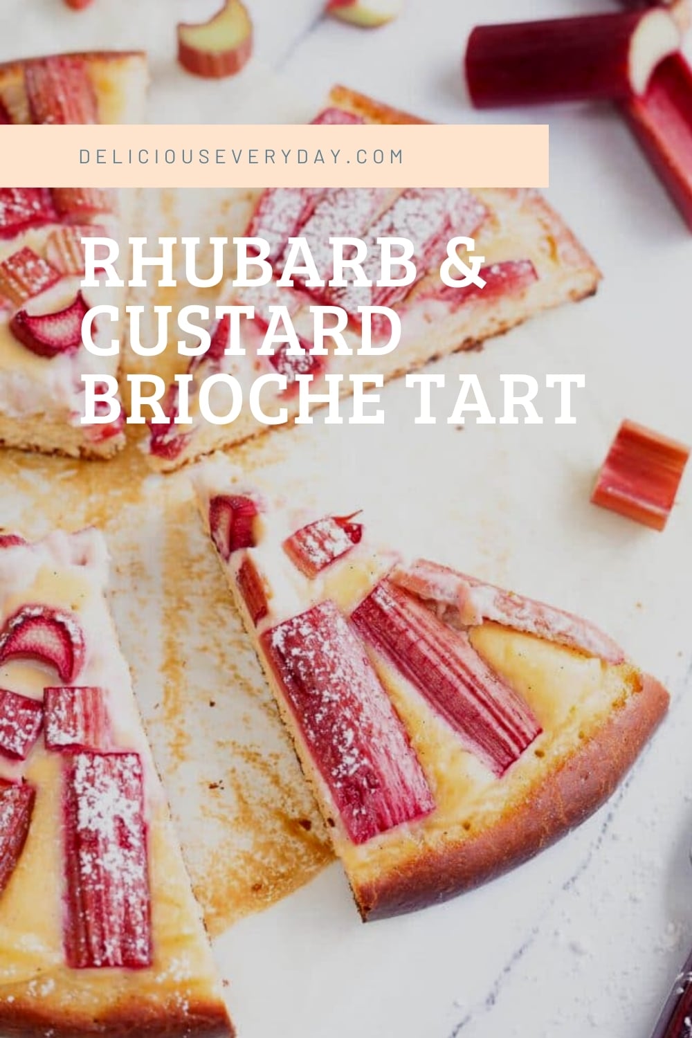 Rhubarb and Custard Brioche Tart | Dairy-Free | Delicious Everyday