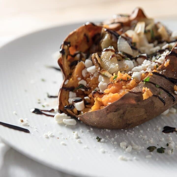 Roasted Yams with Balsamic, Goat Cheese, and Caramelized Onions ...