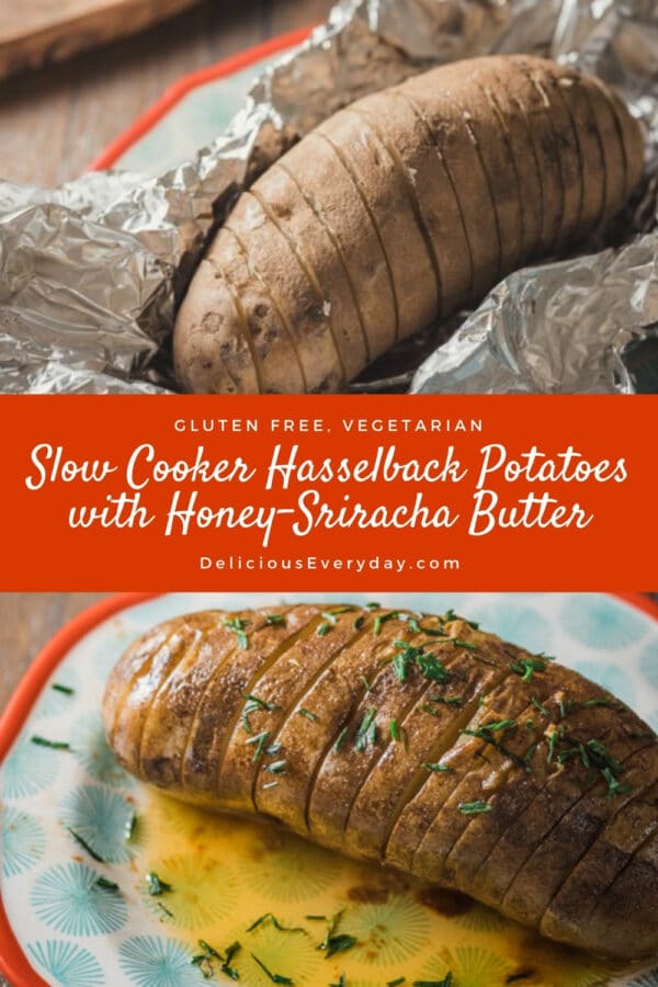 Slow Cooker Hasselback Potatoes with Honey-Sriracha Butter