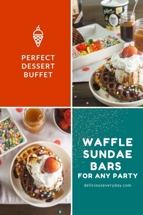 Waffle Sundae Bar - Waffle, Ice Cream, & Fun Toppings - Get creative!