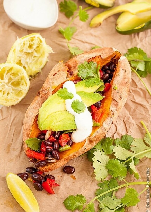 Ultimate Loaded Sweet Potato - Spicy Black Beans, Cashew-Lime Cream