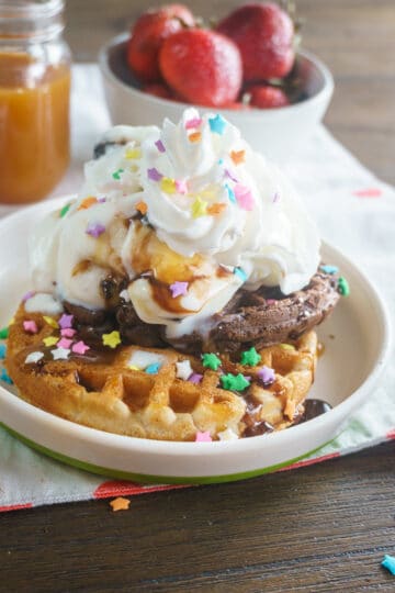 Waffle Sundae Bar - Waffle, Ice Cream, & Fun Toppings - Get creative!