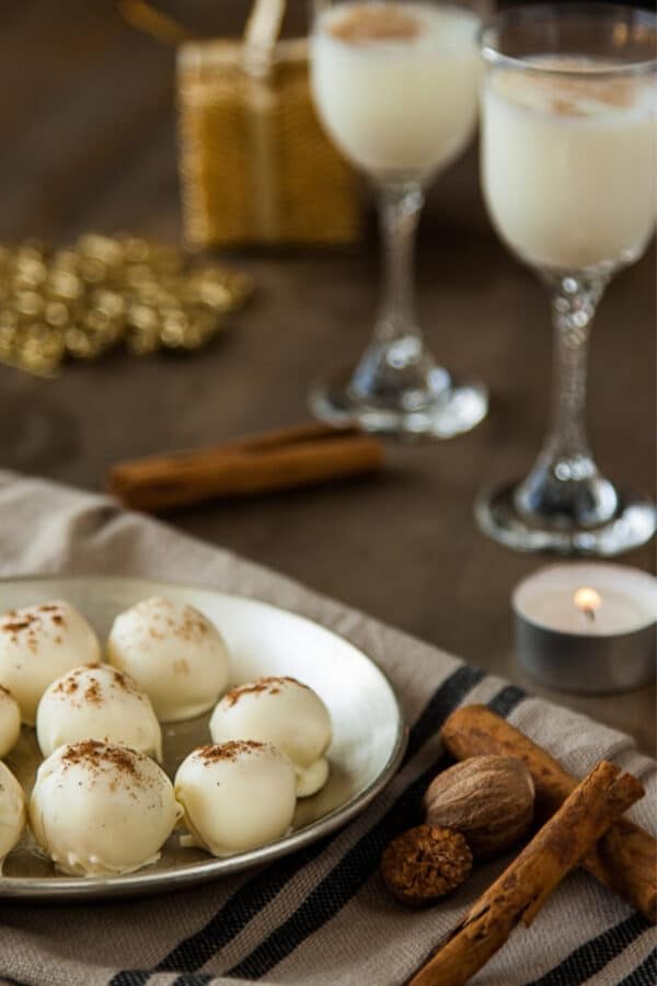 Eggnog Truffles Recipe - White Chocolate, Bourbon, & Nutmeg