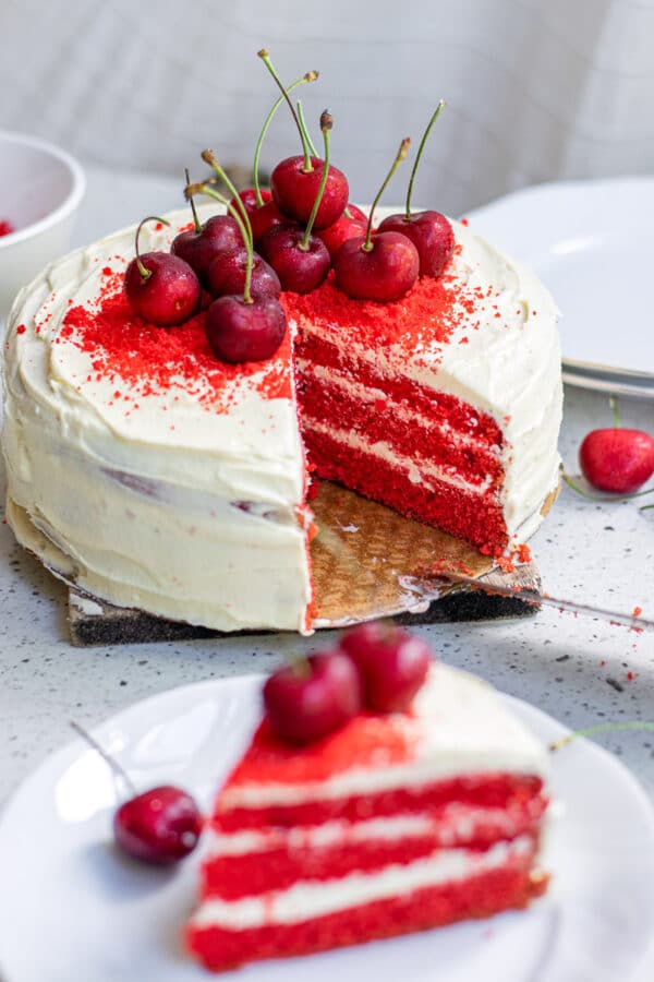 pastel de terciopelo rojo sin lácteos