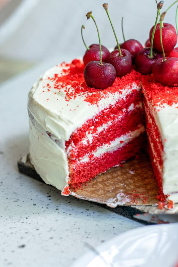 zuivel-vrij red velvet cake