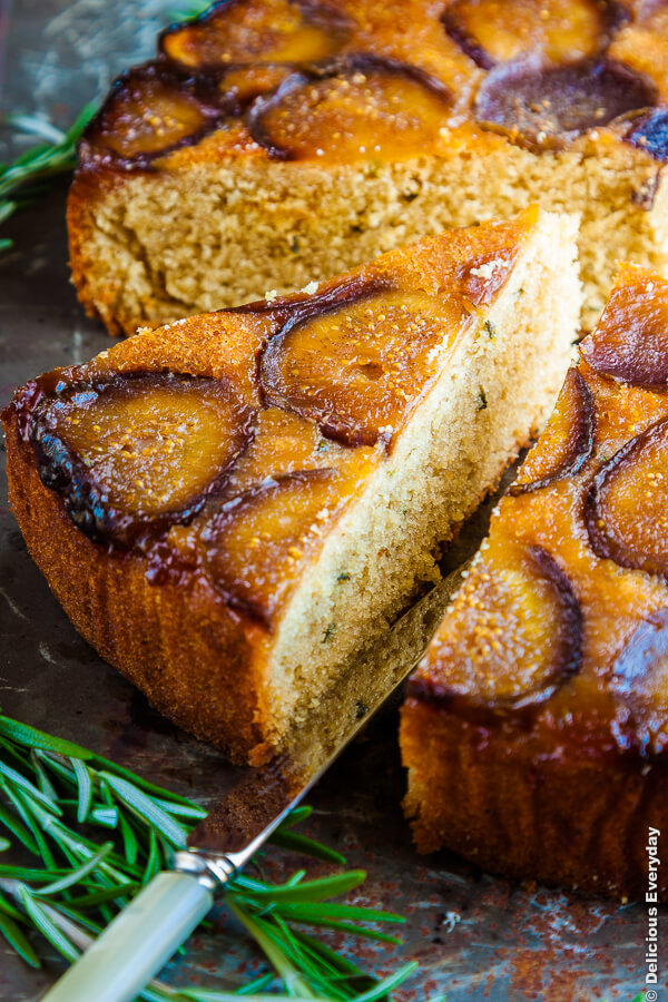 Honey and Rosemary Upside Down Fig Cake | Delicious Everyday
